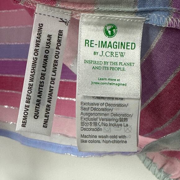 J. Crew Womens Peasant Top Size XXS‎ Metallic Pastel Striped Tassel NWOT Boho - Picture 5 of 10